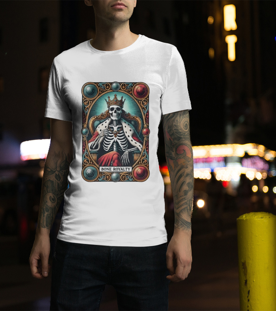 Bone Royalty Gothic Skeleton King Tarot T-Shirt