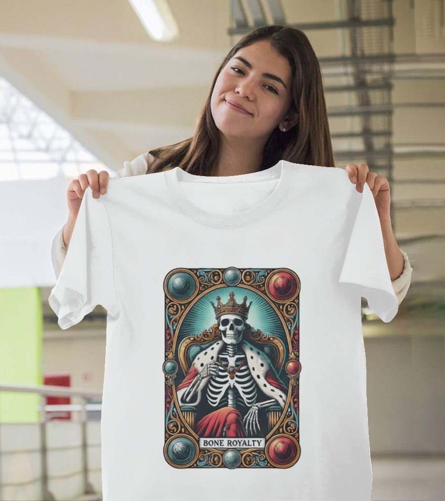 Bone Royalty Gothic Skeleton King Tarot T-Shirt