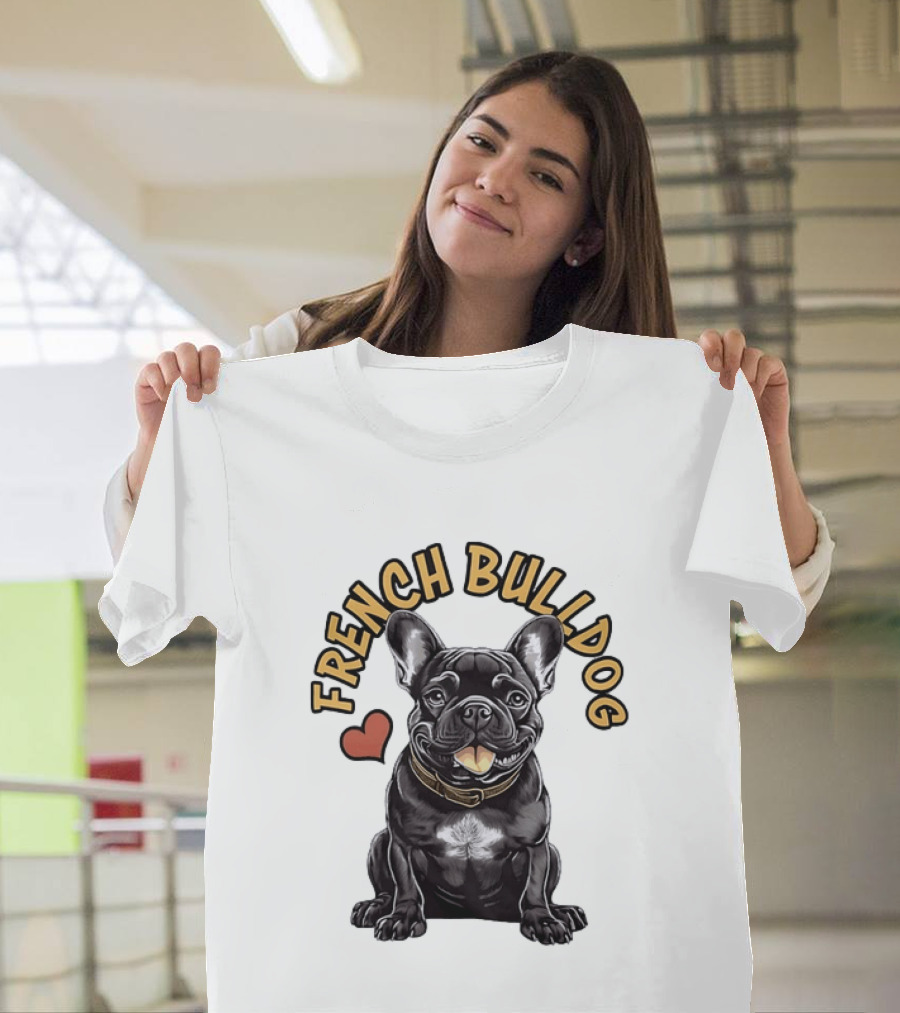 French Bulldog With Heart Frenchie Dog Lover T-Shirt