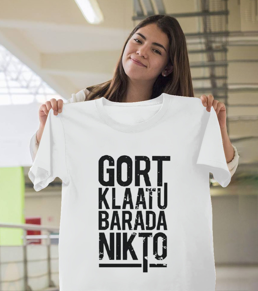 Gort Klaatu Barada Nikto Distressed The Day The Earth Stood Still T-Shirt