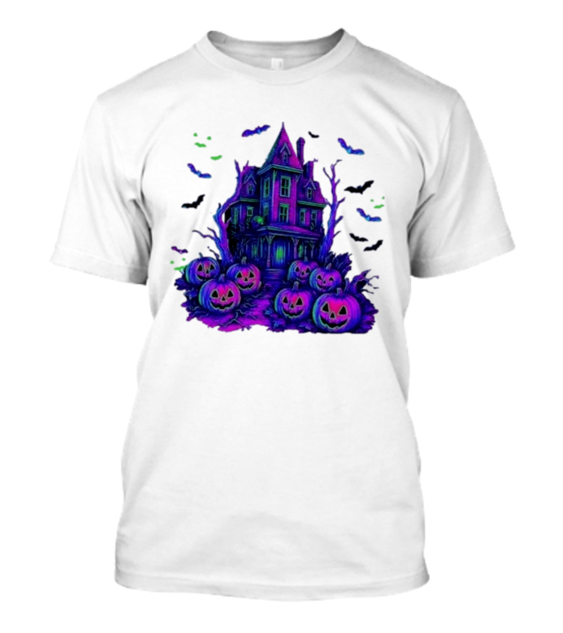 Halloween Bats Haunted House T-Shirt