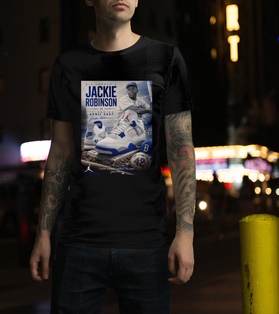 Air Jordan 4 Jackie Robinson April 2027 Release Baseball Legend 42 Nike Dodgers T-Shirt