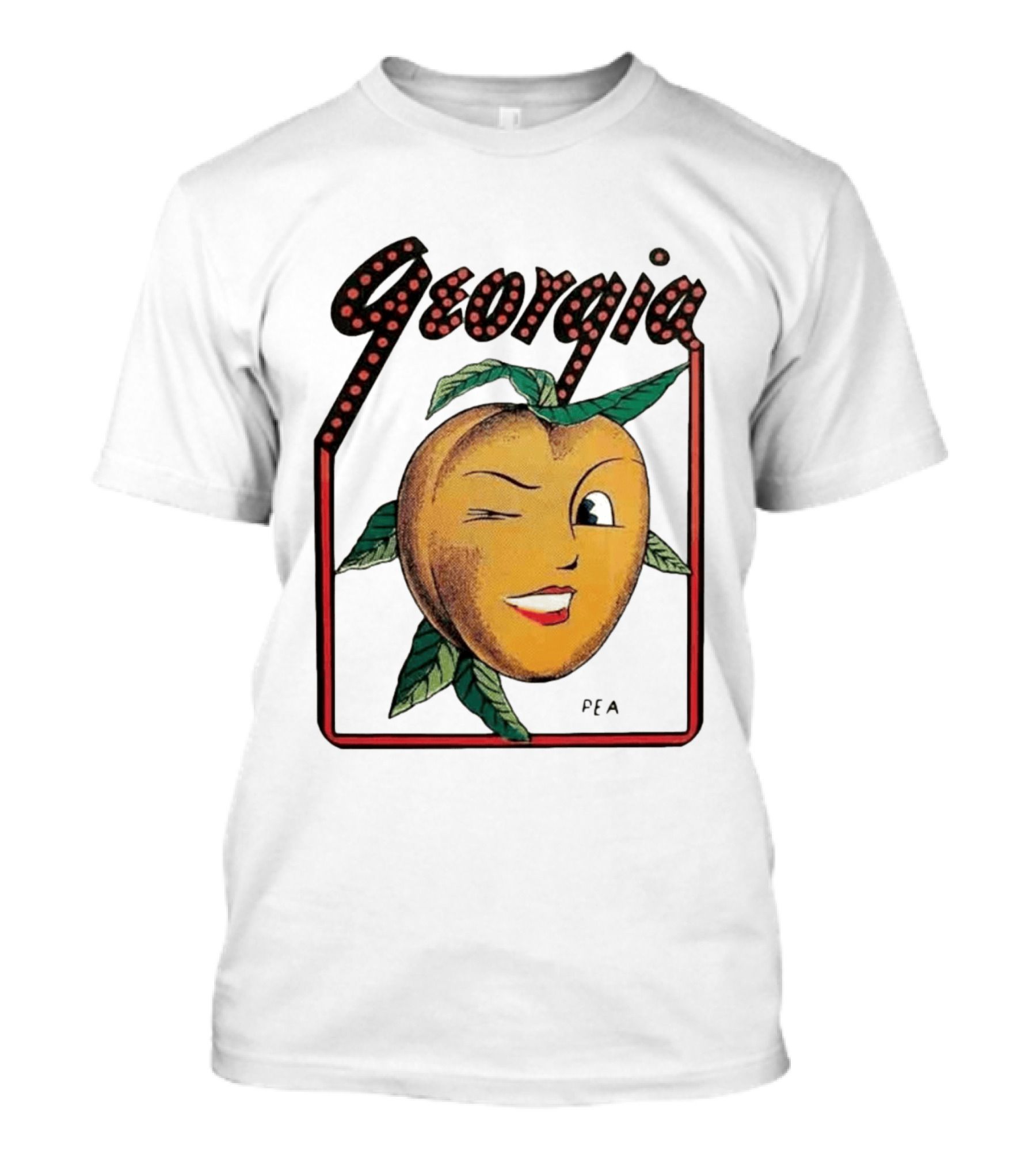 Georgia Peach Vintage Winking Icon Savannah Macon Atlanta Augusta 1950's T-Shirt