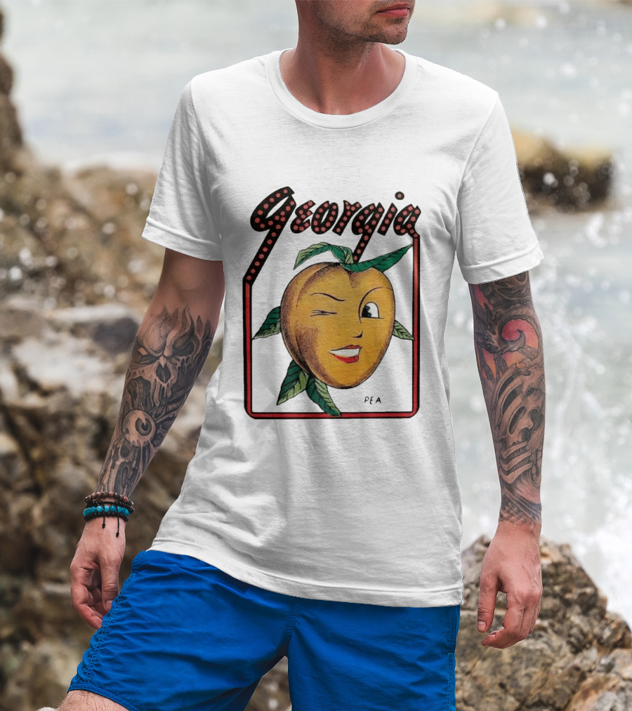 Georgia Peach Vintage Winking Icon Savannah Macon Atlanta Augusta 1950's T-Shirt