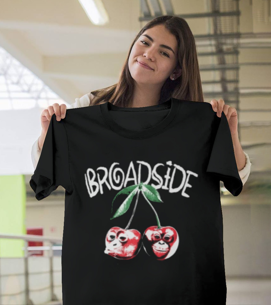Broadside Chimpy Red Cherry Graphics With Green Leaves T-Shirt