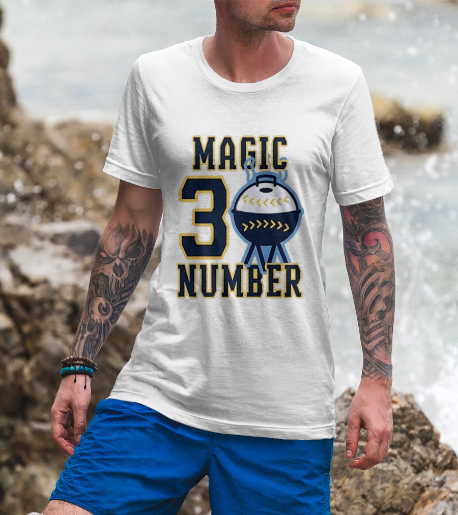 Milwaukee Brewers Magic Number 3 Baseball Grill Sports T-Shirt