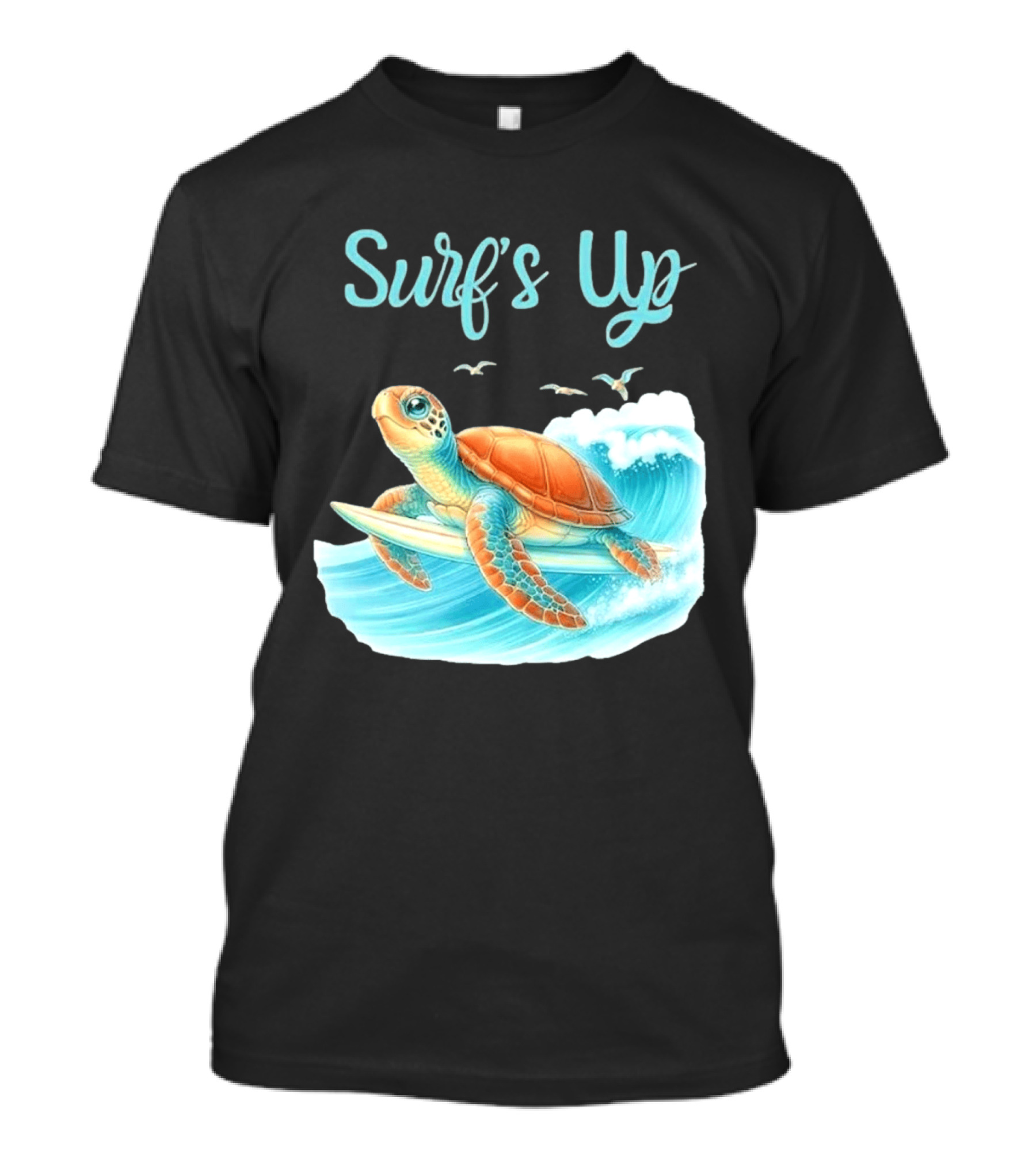 Surf's Up Turtle Riding Surfboard On Big Wave T-Shirt