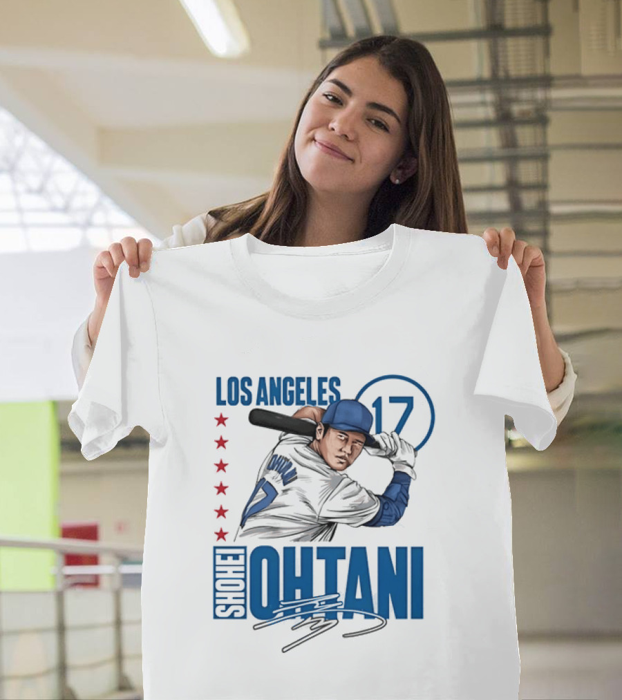 Los Angeles Shohei Ohtani 17 MLB Baseball Player Graphic With Stars T-Shirt