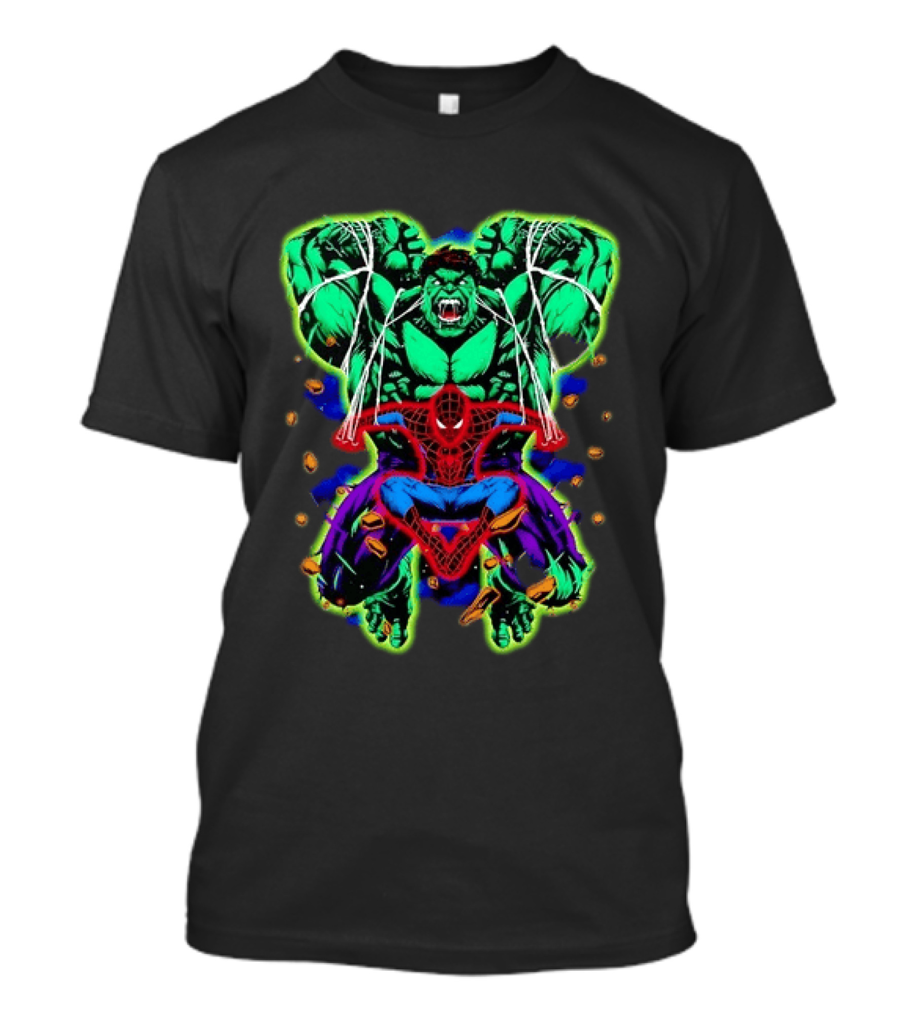 The Incredible Hulk And Spider Man Marvel Superheroes Comic Action Scene T-Shirt
