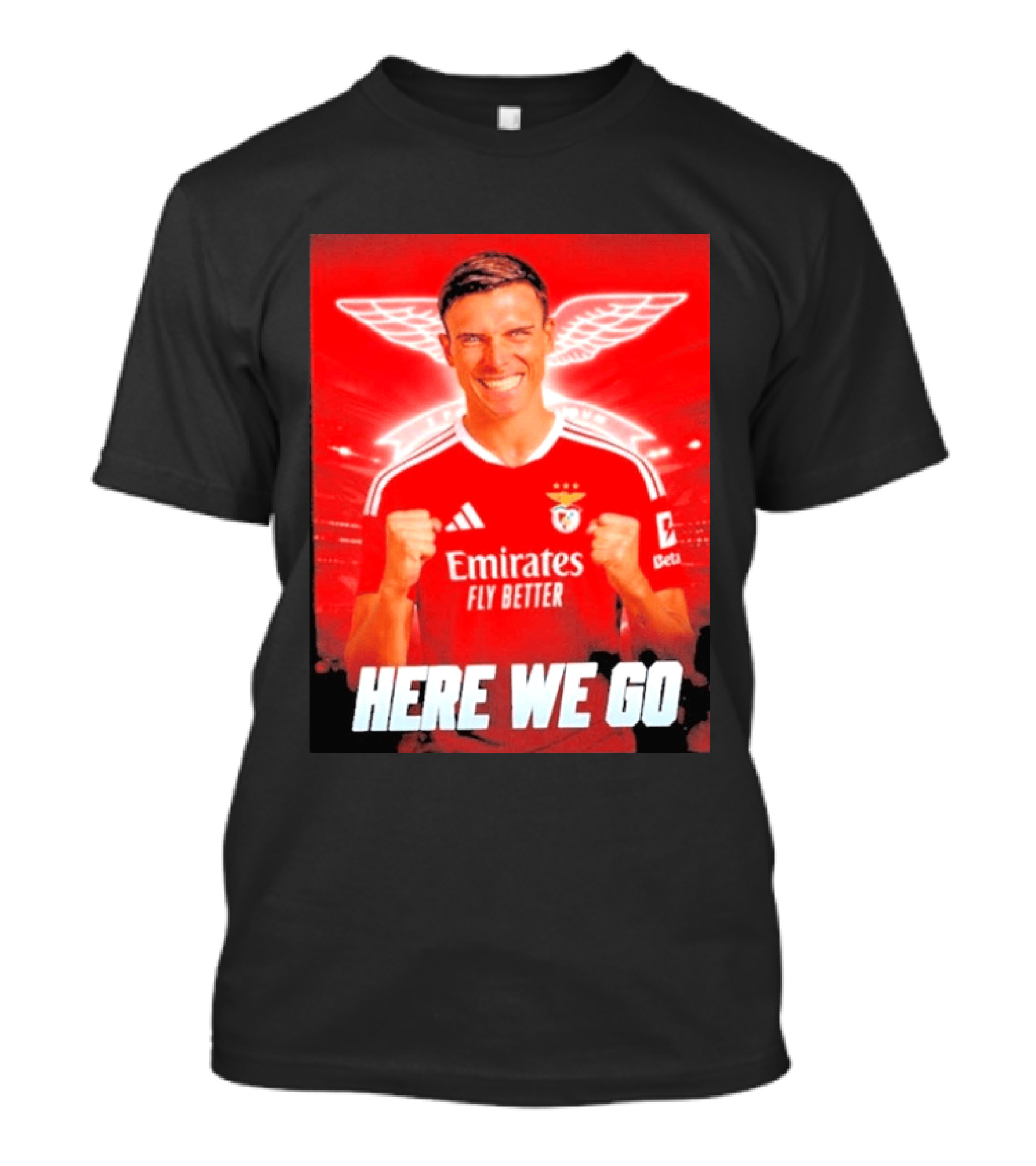João Palhinha Benfica Transfer Here We Go Emirates Fly Better T-Shirt