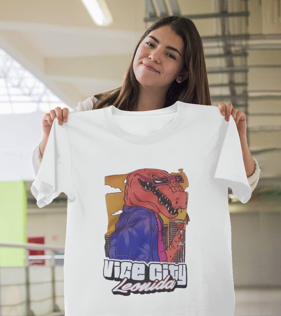 Vice City Leonida Rex Dinosaur Gaming Retro Vibes T-Shirt