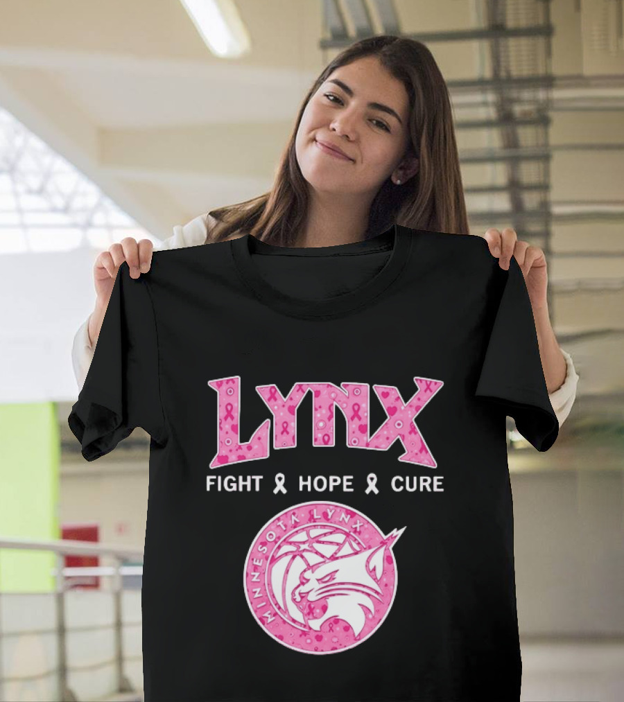 Minnesota Lynx Fight Hope Cure Breast Cancer Awareness Pink Ribbon T-Shirt