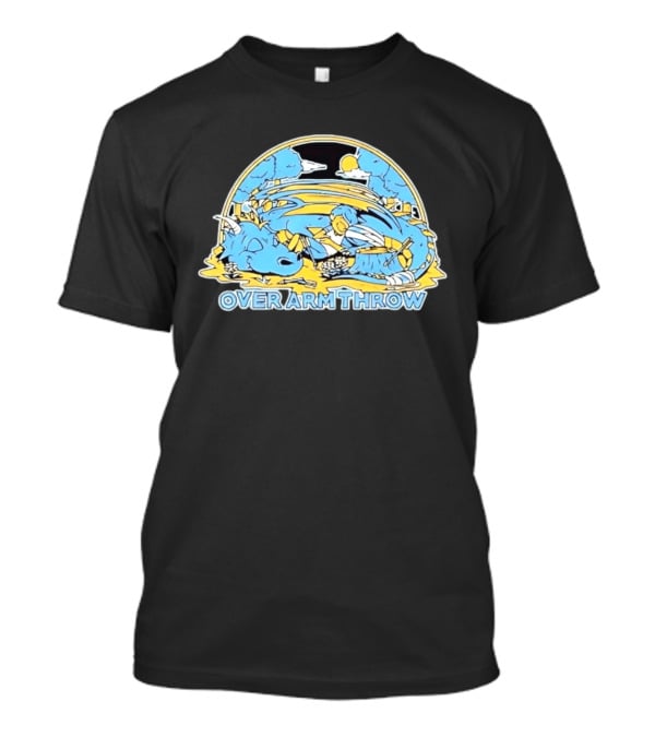 Over Arm Throw Cartoon Sleeping Blue Dragon Under Moonlit Sky T-Shirt