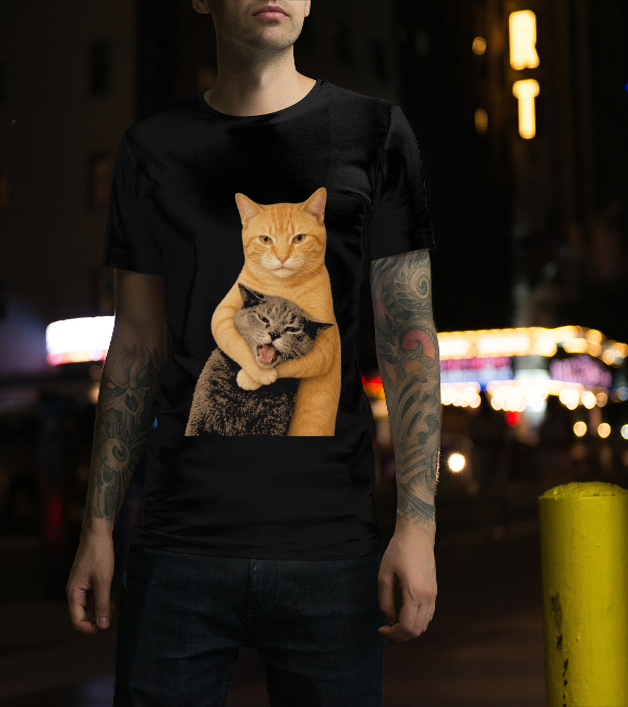 Cat Fight Meme Hugging Cats Funny Pet Lovers T-Shirt