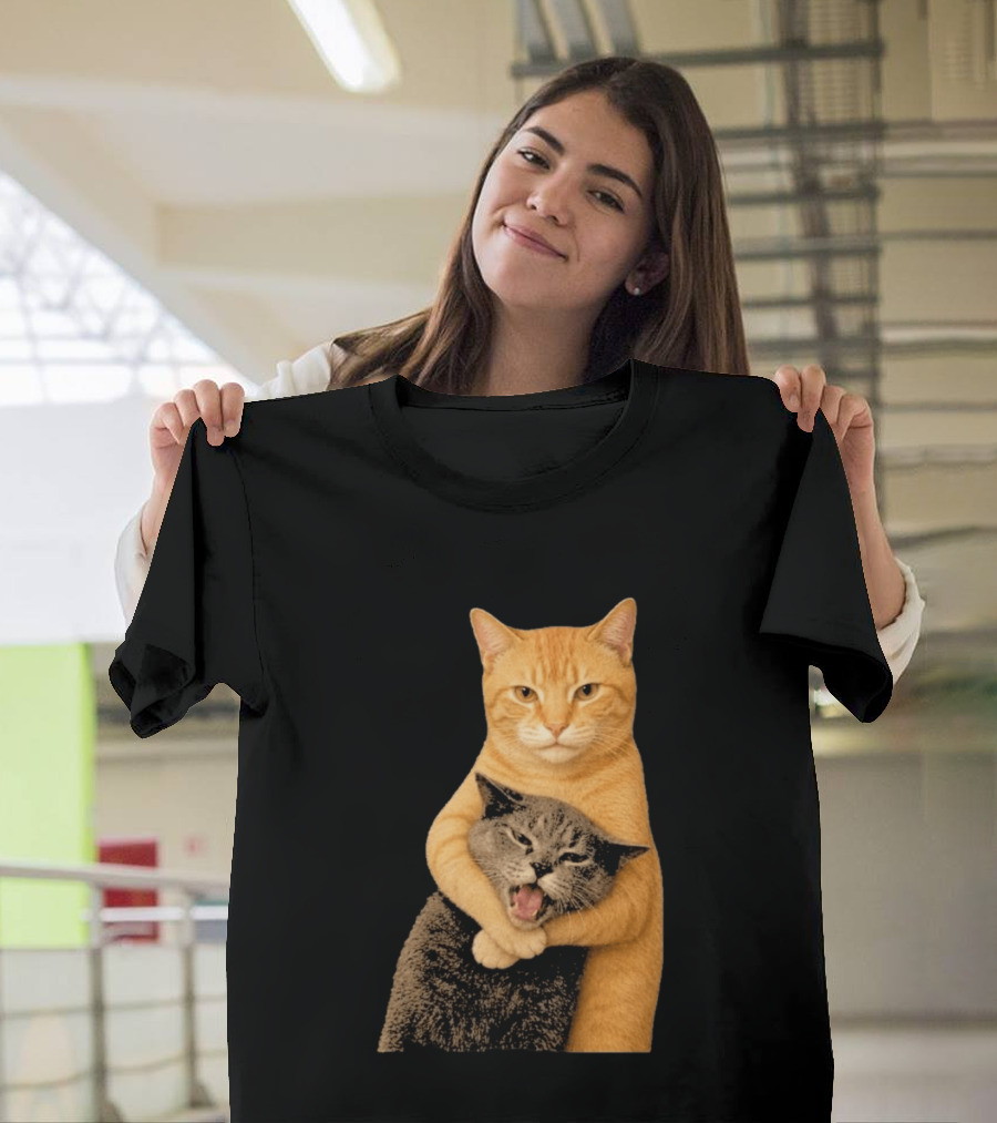 Cat Fight Meme Hugging Cats Funny Pet Lovers T-Shirt