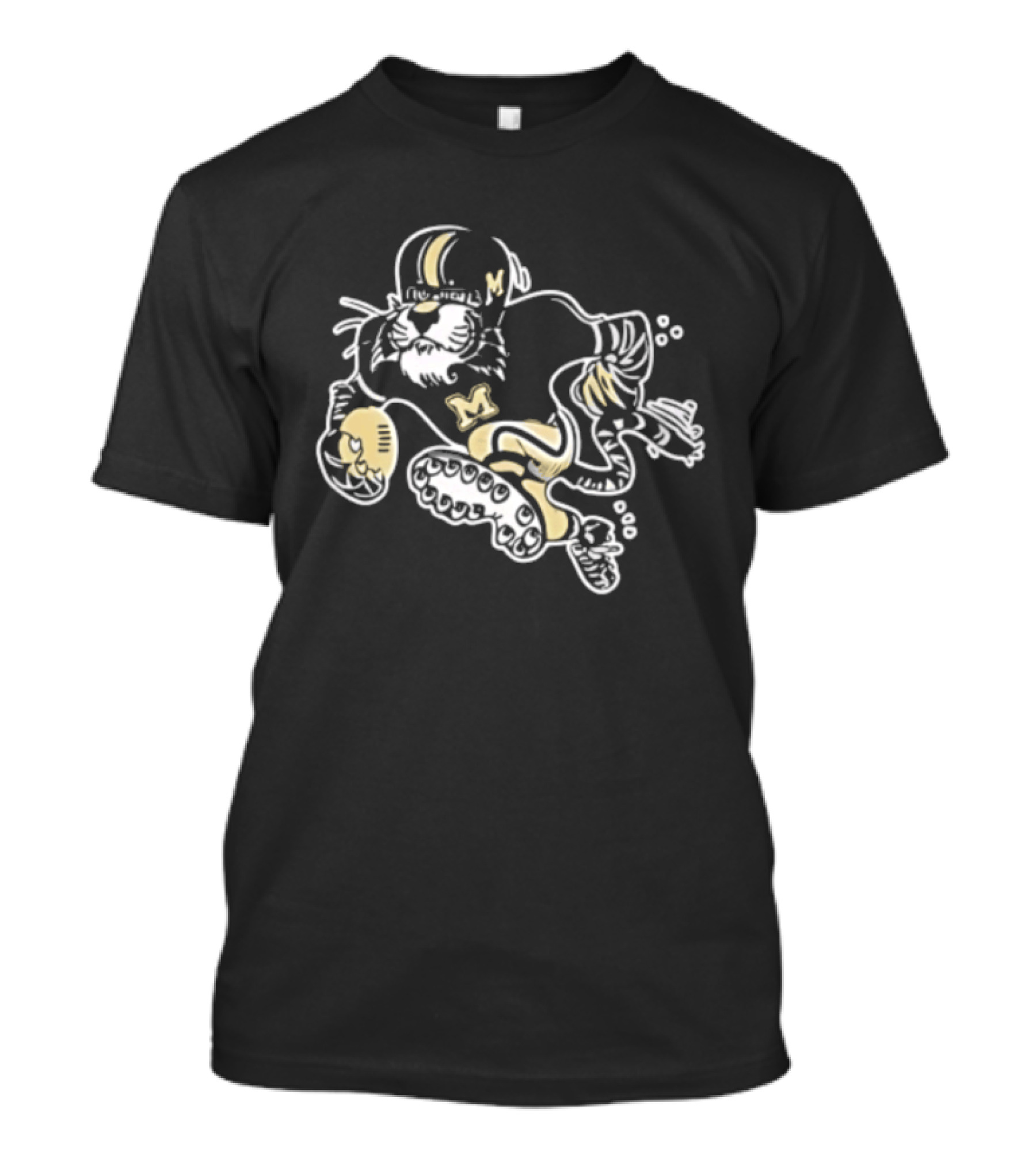 Missouri Tigers NCAA Cartoon Football Player Sketch T-Shirt