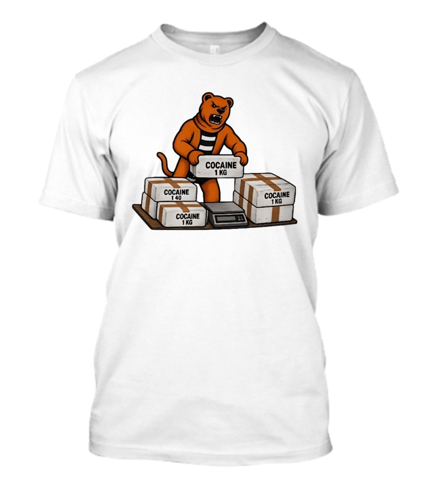 Angry Bear Holding Cocaine 1KG Bricks Meme T-Shirt