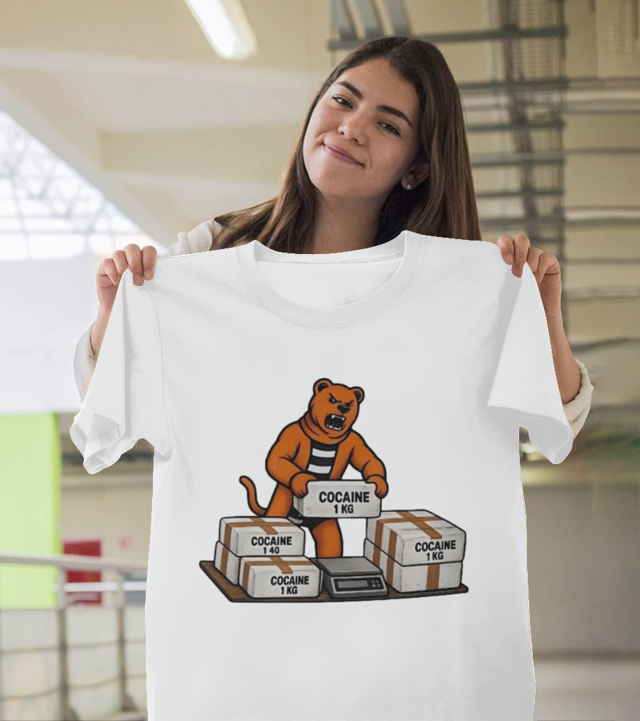 Angry Bear Holding Cocaine 1KG Bricks Meme T-Shirt