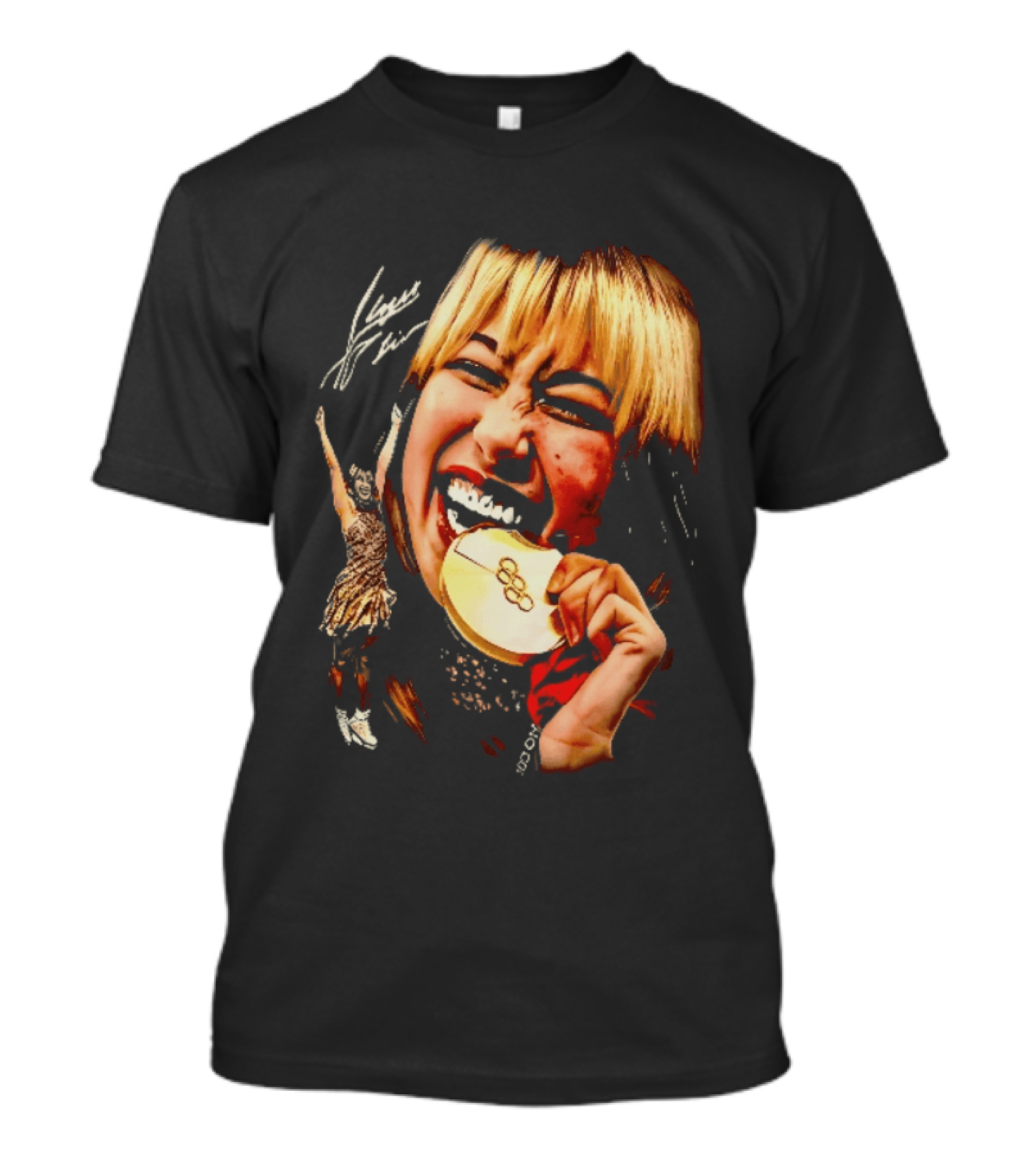 Tara Lipinski Olympic Gold Medal Celebration Iconic Figure Skater Image T-Shirt
