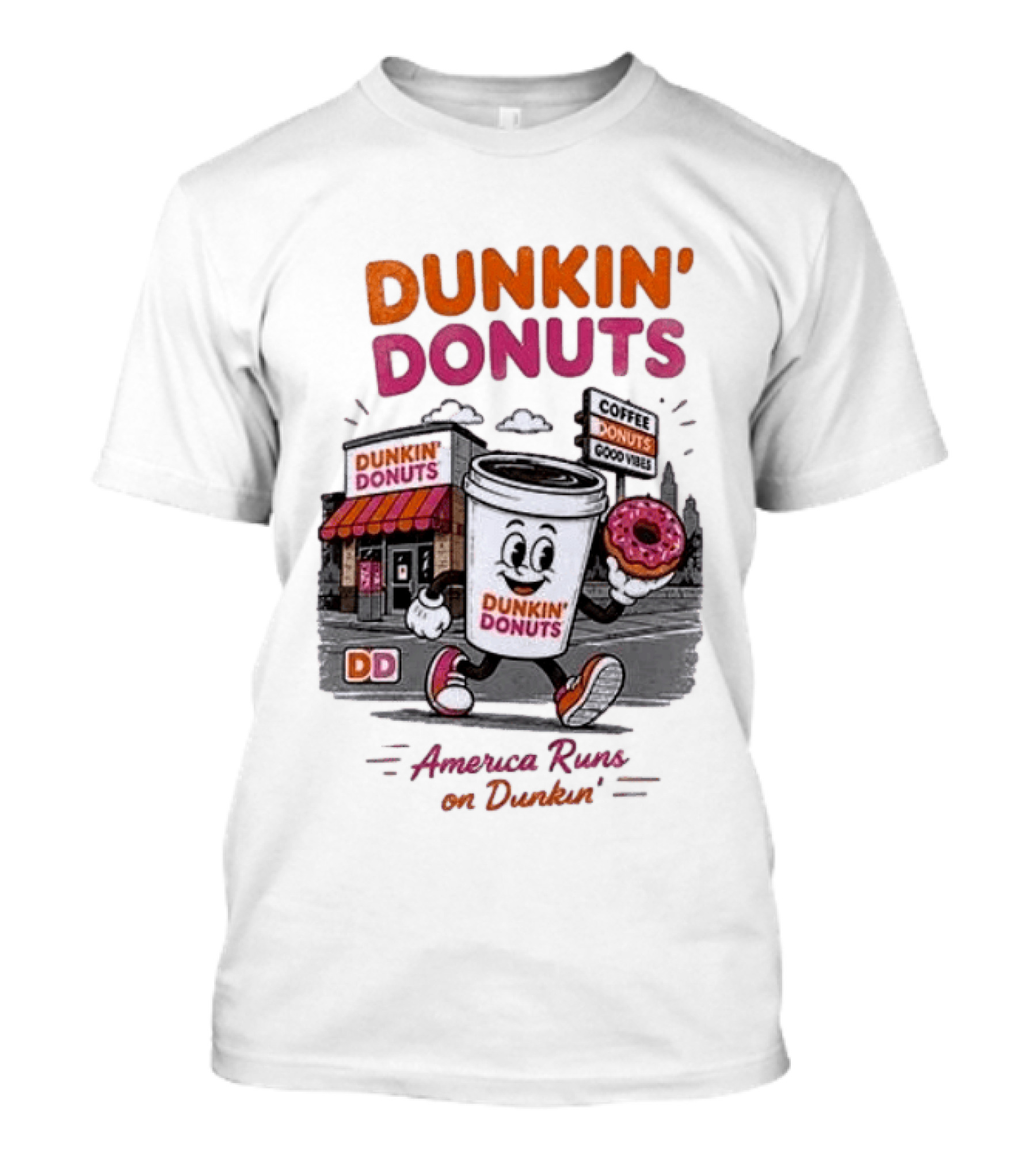 Dunkin' Donuts Coffee Good Vibes America Runs On Dunkin T-Shirt