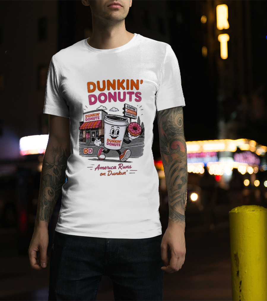 Dunkin' Donuts Coffee Good Vibes America Runs On Dunkin T-Shirt