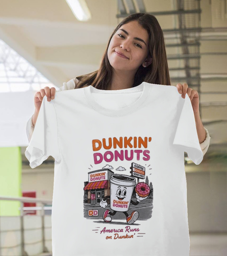 Dunkin' Donuts Coffee Good Vibes America Runs On Dunkin T-Shirt