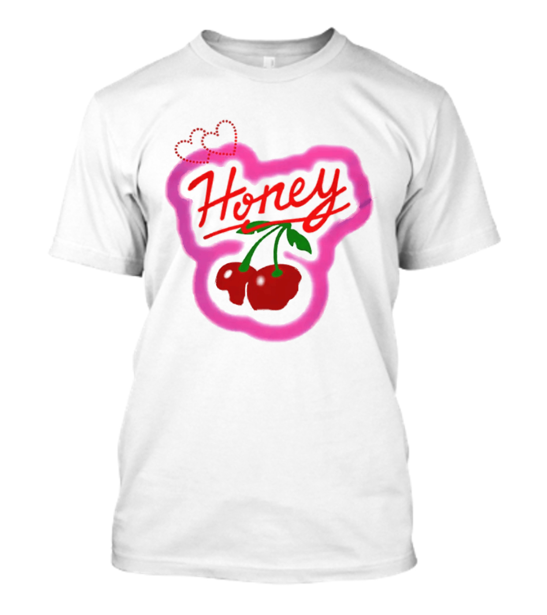 Honey Cherry Fruit Hearts Pink Neon T-Shirt