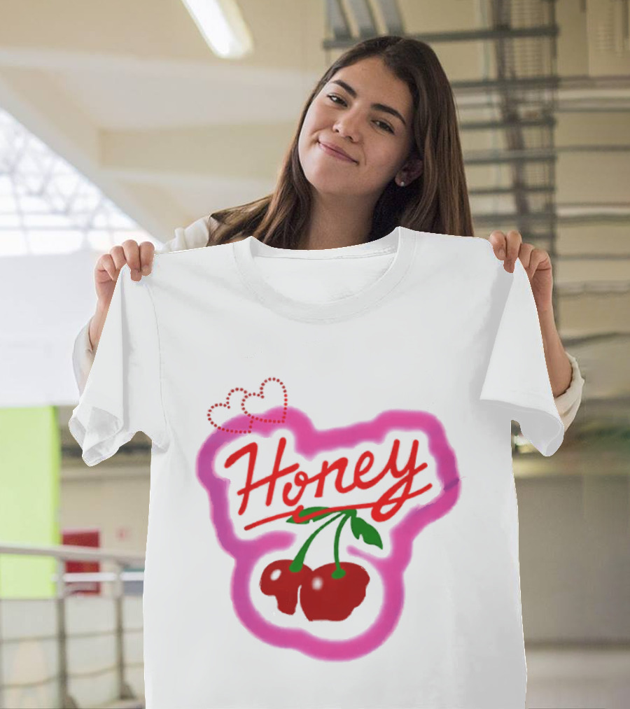 Honey Cherry Fruit Hearts Pink Neon T-Shirt