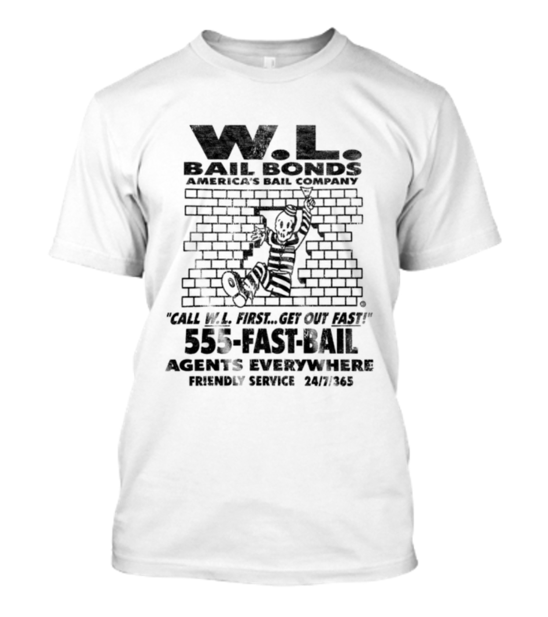 Warren Lotas W.L. Bail Bonds Off White Will Fix Your Bail Fast 535 FAST BAIL And Collect Records T-Shirt