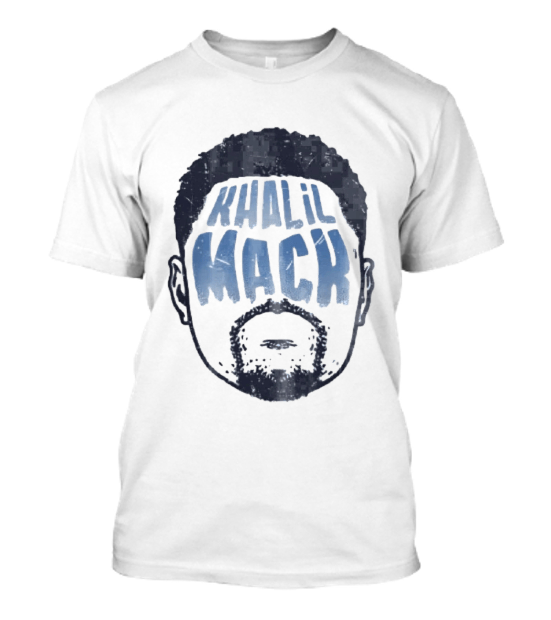 Khalil Mack Bearded Face Blue Distressed T-Shirt