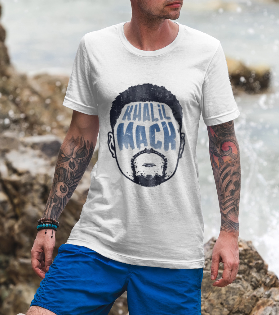Khalil Mack Bearded Face Blue Distressed T-Shirt