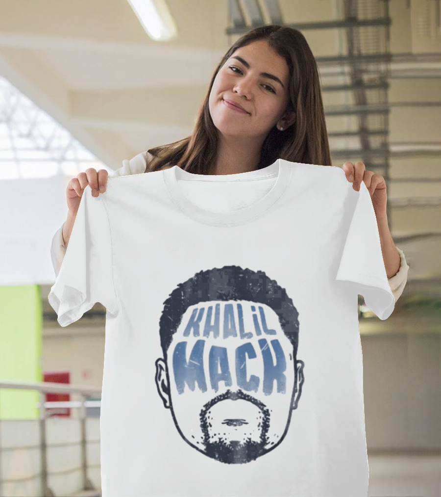 Khalil Mack Bearded Face Blue Distressed T-Shirt