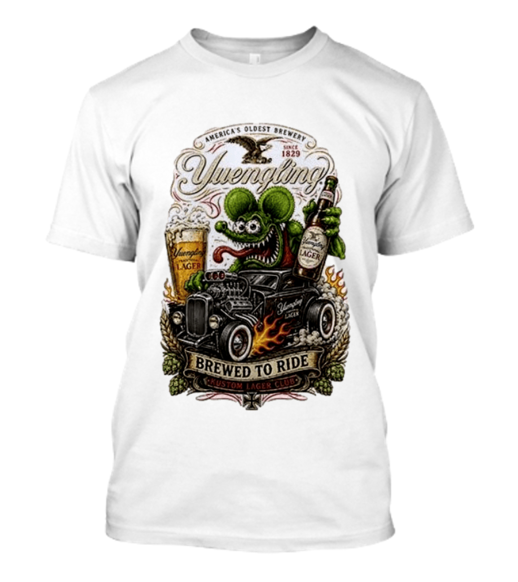 Yuengling Rat Fink Brewed To Ride Kustom Lager Club America's Oldest Brewery Since 1829 T-Shirt