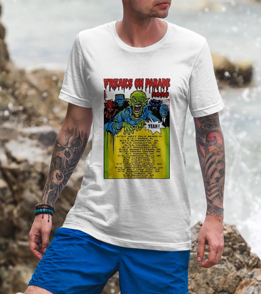 Freaks On Parade Tour 2023 Rob Zombie Dates West Palm Beach Tampa Atlanta Concord T-Shirt