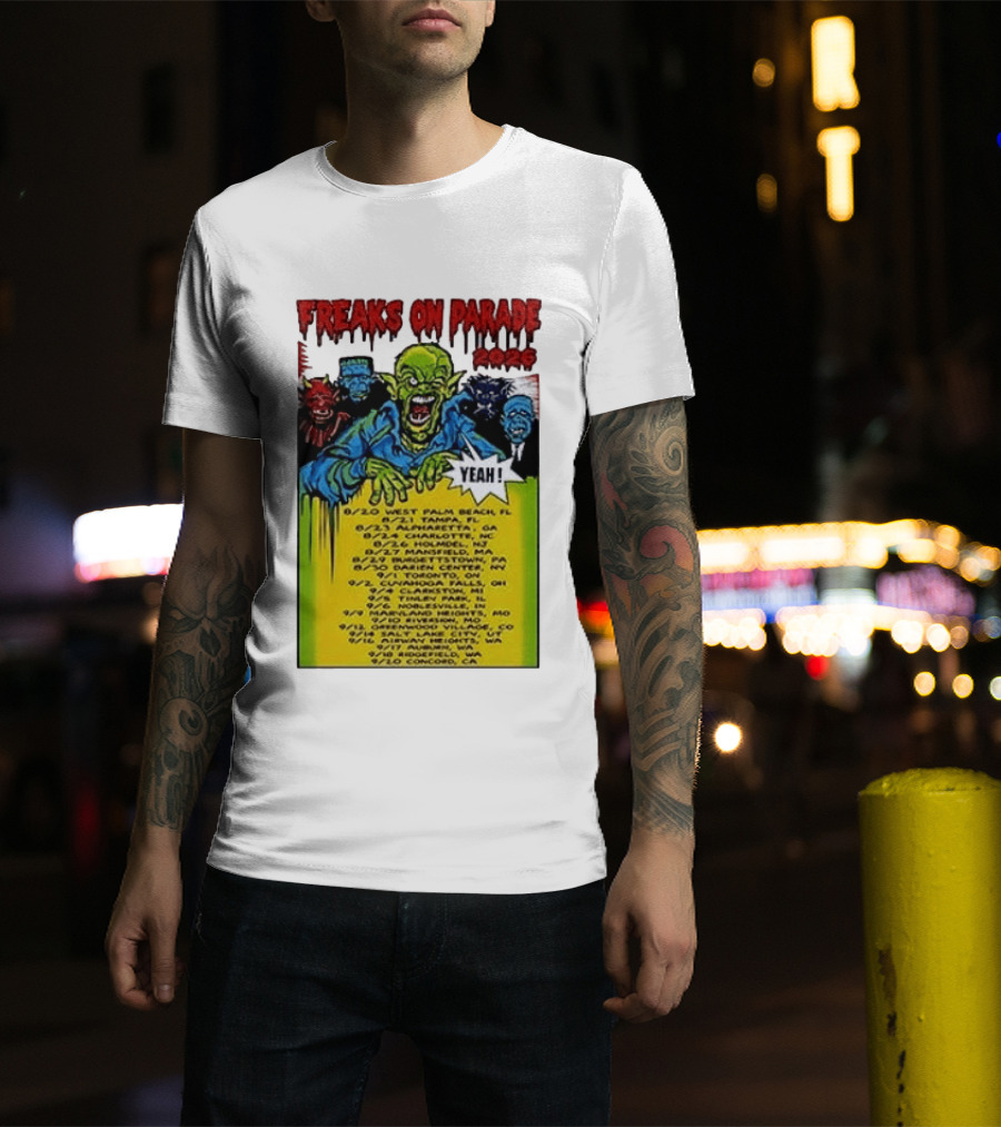 Freaks On Parade Tour 2023 Rob Zombie Dates West Palm Beach Tampa Atlanta Concord T-Shirt