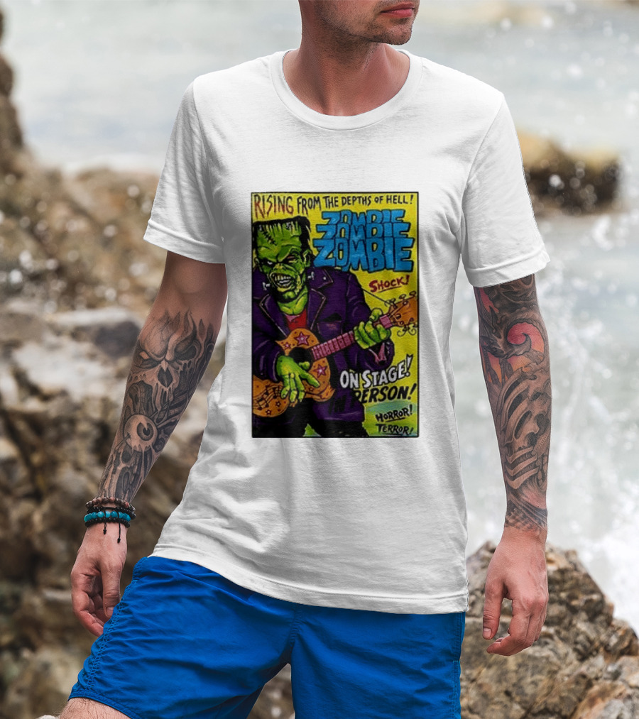Rising From The Depths Of Hell Zombie On Stage In Person Horror Terror Shock T-Shirt