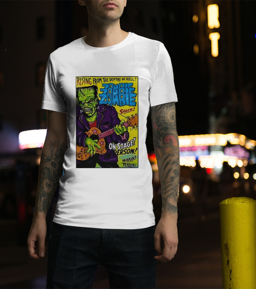 Rising From The Depths Of Hell Zombie On Stage In Person Horror Terror Shock T-Shirt