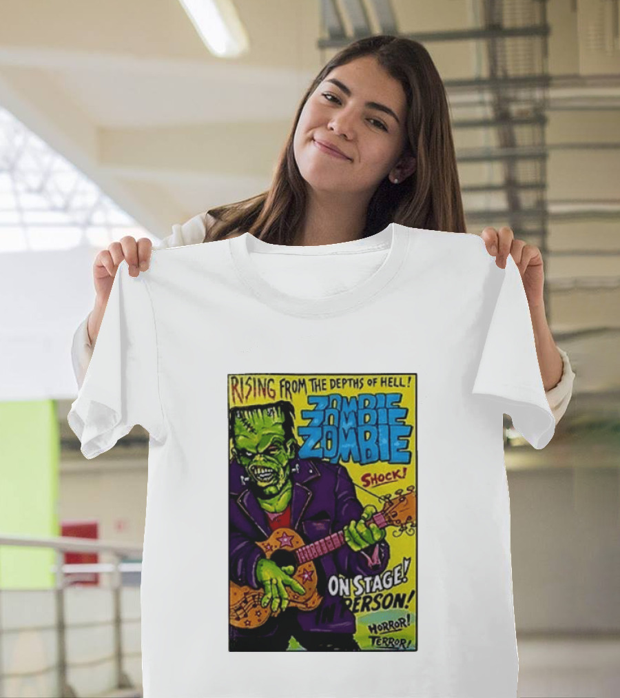 Rising From The Depths Of Hell Zombie On Stage In Person Horror Terror Shock T-Shirt