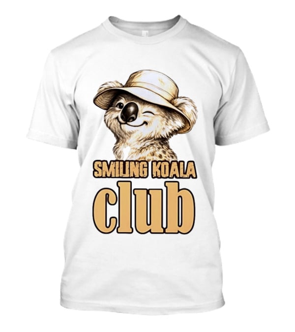 Smiling Koala Club Animal Wildlife Winking Koala Wearing Hat T-Shirt
