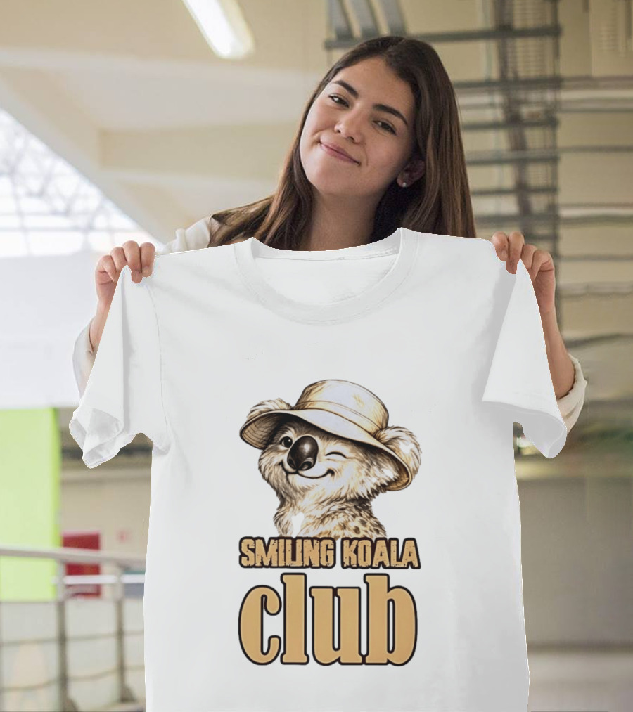 Smiling Koala Club Animal Wildlife Winking Koala Wearing Hat T-Shirt
