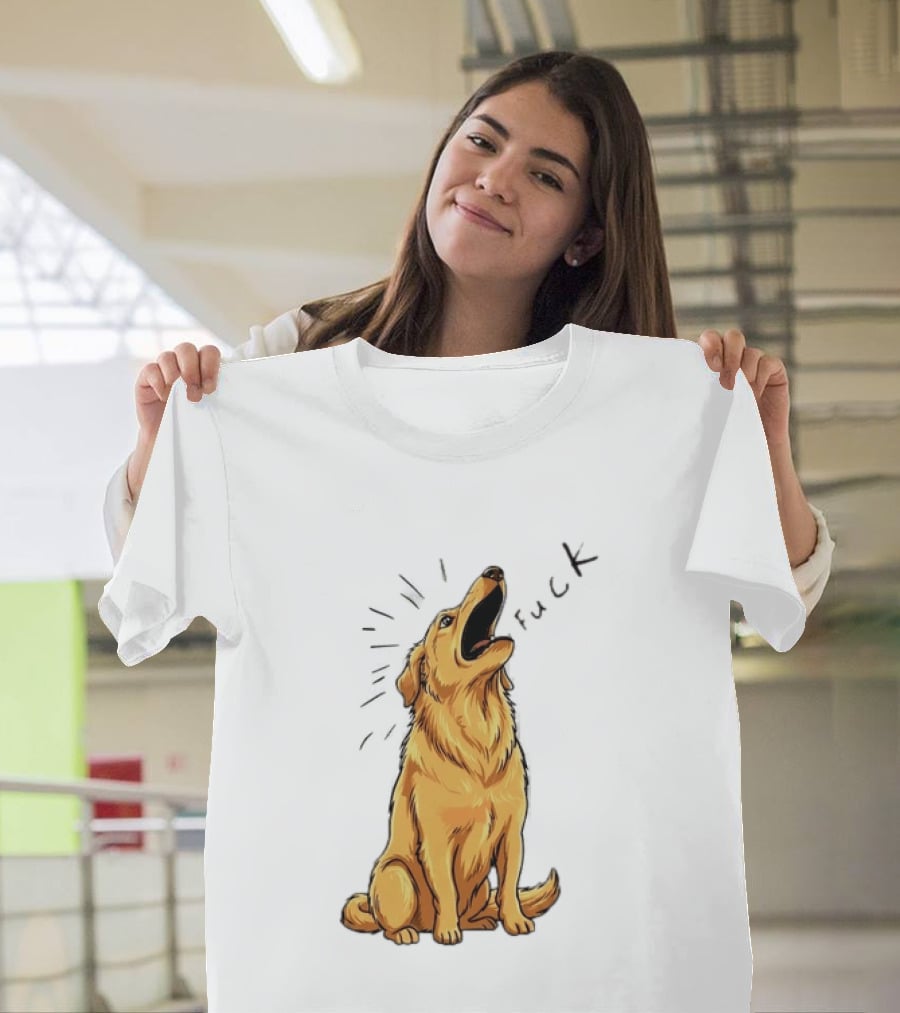 Howling Dog Saying Fuck Yellow Labrador Retriever Expression T-Shirt