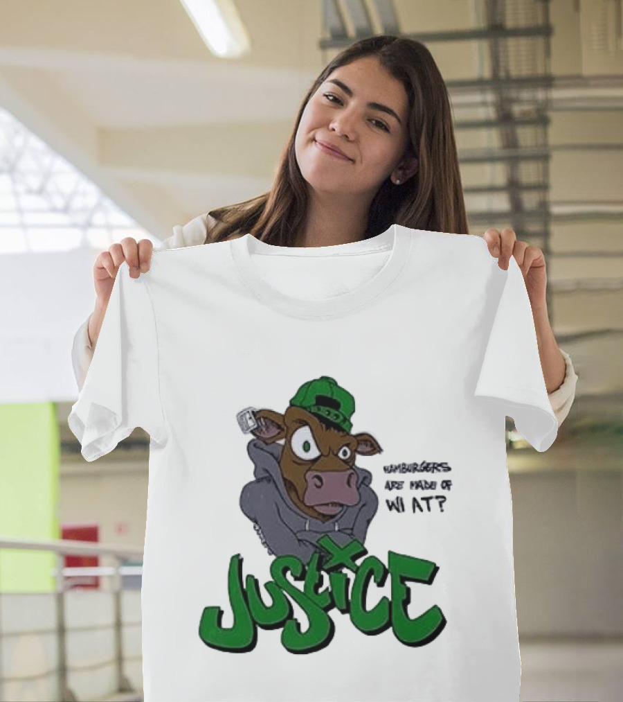 Justice Hamburgers Are Made Of What Go Vegetarian Cow T-Shirt