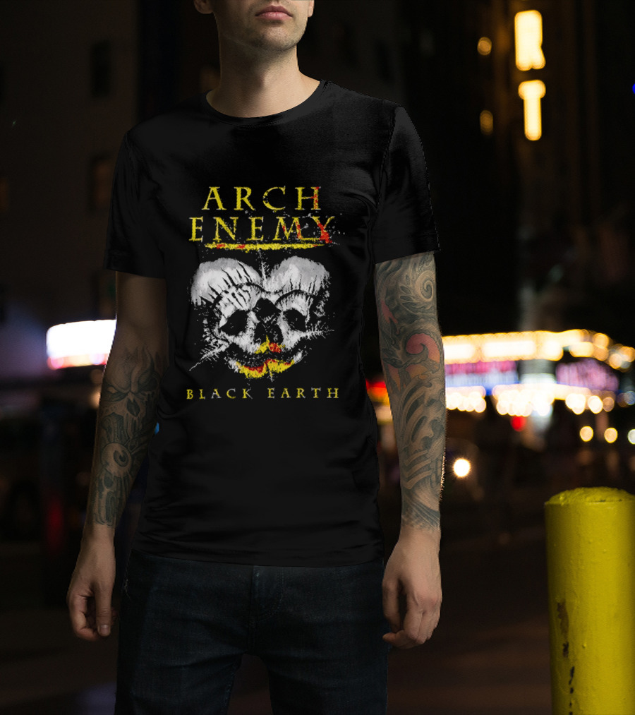 Arch Enemy Black Earth Skull Fire Gothic Heavy Metal Music T-Shirt