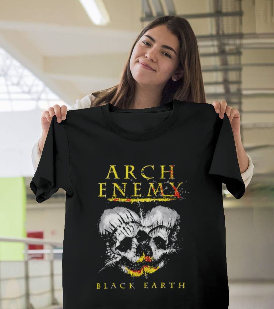 Arch Enemy Black Earth Skull Fire Gothic Heavy Metal Music T-Shirt
