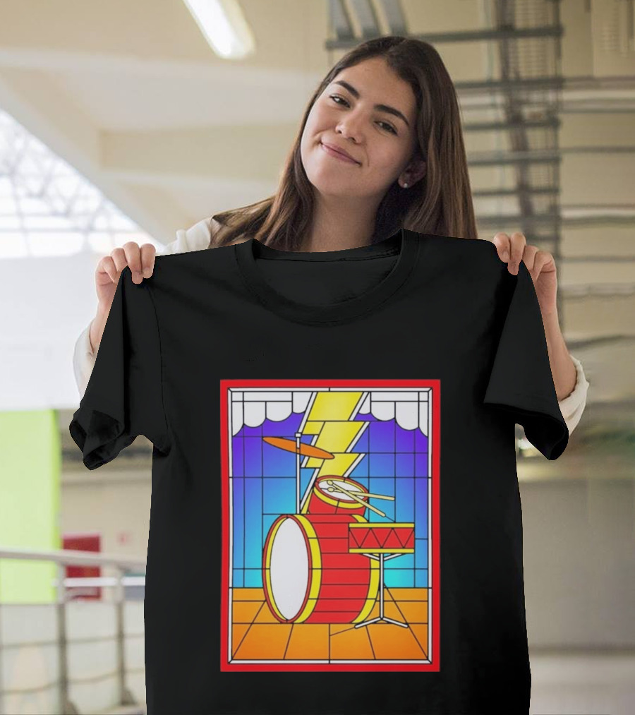 Stained Glass Drum Kit With Lightning Bolt T-Shirt