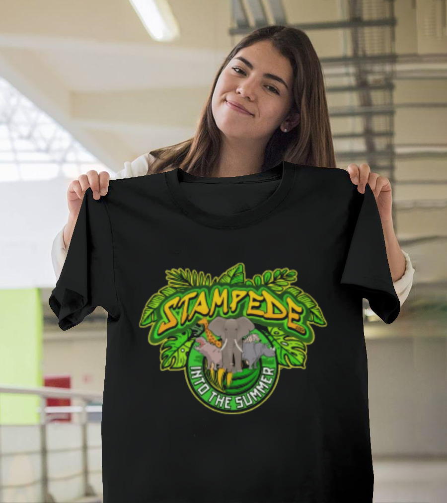Stampede Into The Summer Elephant Giraffe Hippo Tropical 2026 T-Shirt