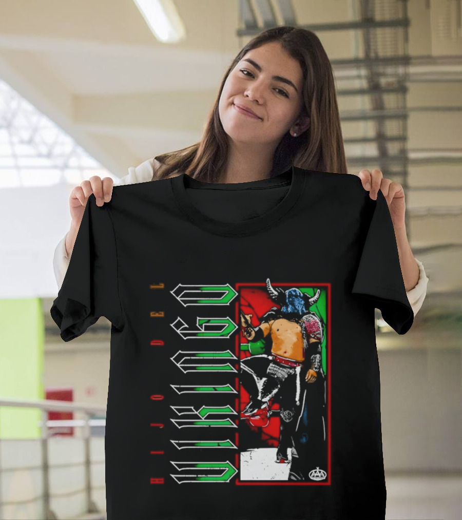 Hijo Del Vikingo Lucha Libre Wrestler Demon Mask Green Red White T-Shirt