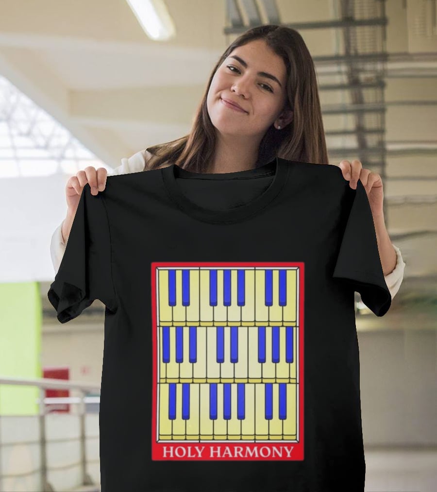 Holy Harmony Stained Glass Piano Keyboard Classical Music T-Shirt