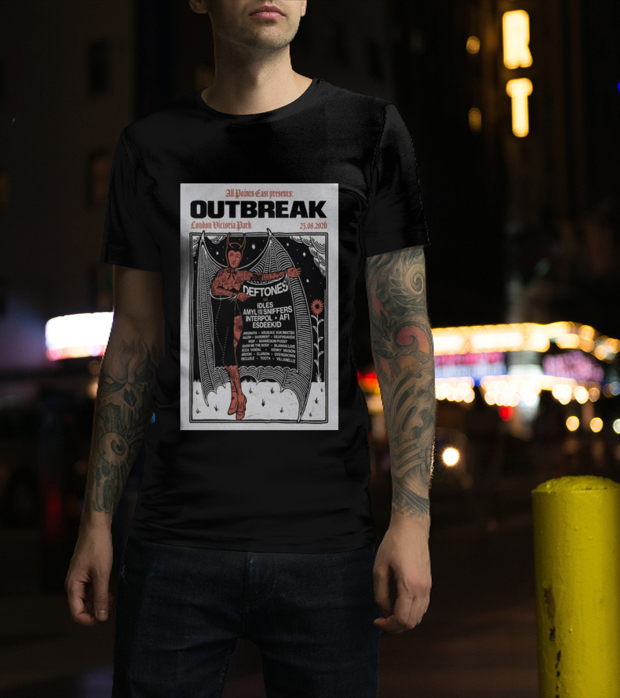 All Points East Presents Outbreak London Victoria Park 25.08.2026 Deftones Idles Amy Sniffers Interpol AFI Esdeekid T-Shirt