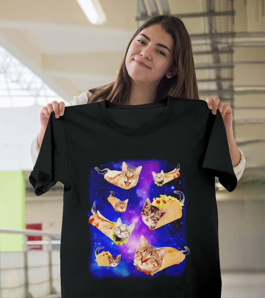 Cats In Space With Tacos And Burritos Taco Cat Cosmic Adventure T-Shirt